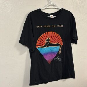 Cats under the stars large black t shirt